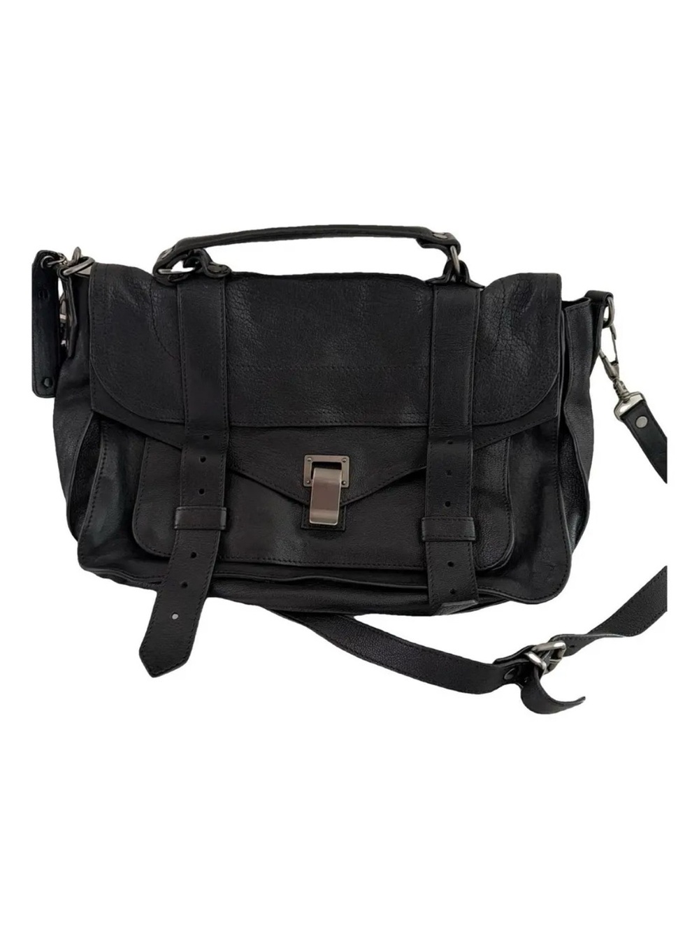 Proenza Schouler ps1 large Black Leather Shoulder Bag with Silver Push-Lock